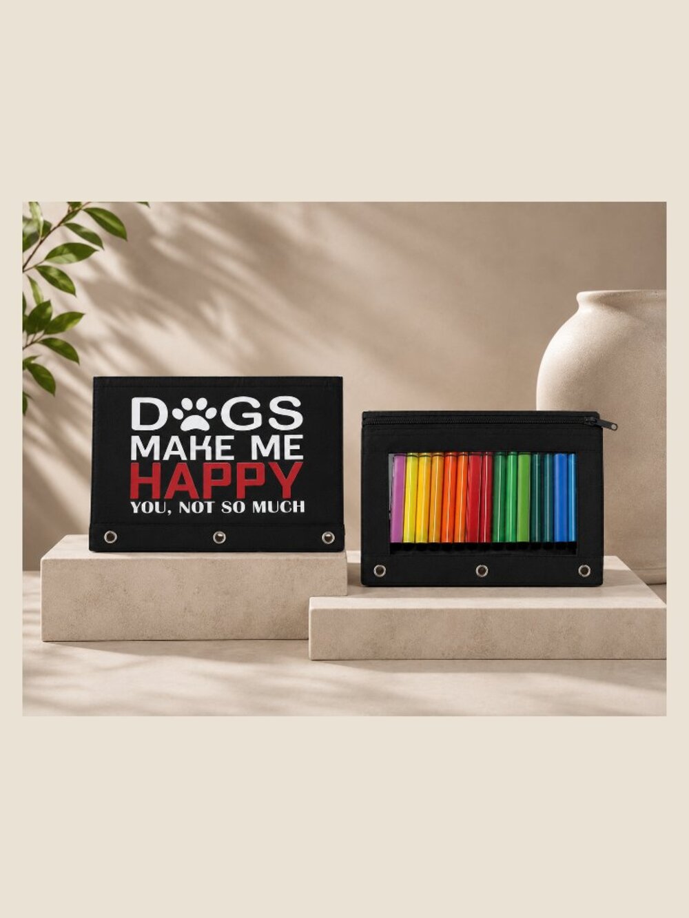 NWT Dog Lover Pencil Organizer | Funny Dogs 3 Ring Zipper Binder Pouch